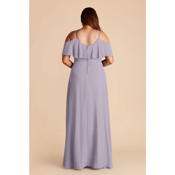 NWT Birdy Grey Jane Convertible Maxi Dress Cold-Shoulder V-Neck Chiffon Lilac L - Picture 3 of 8